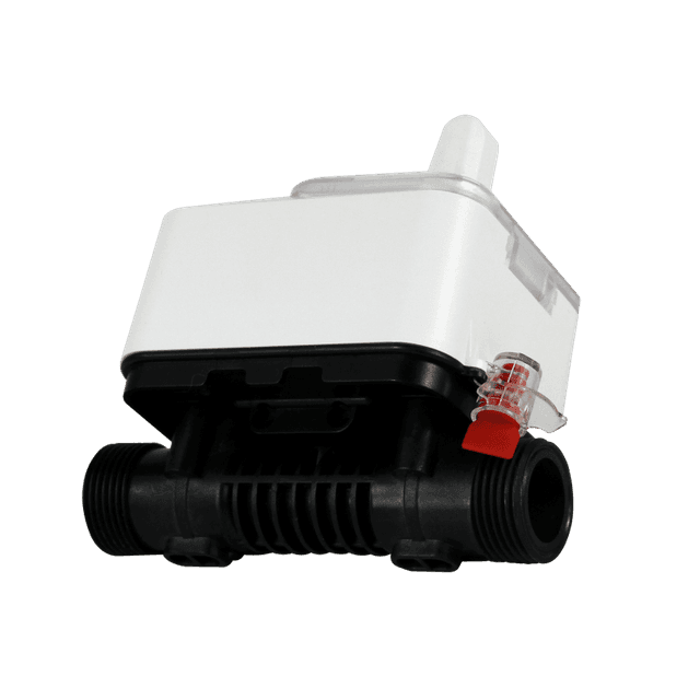 Underside of the water meter showing the ultrasonic measuring section