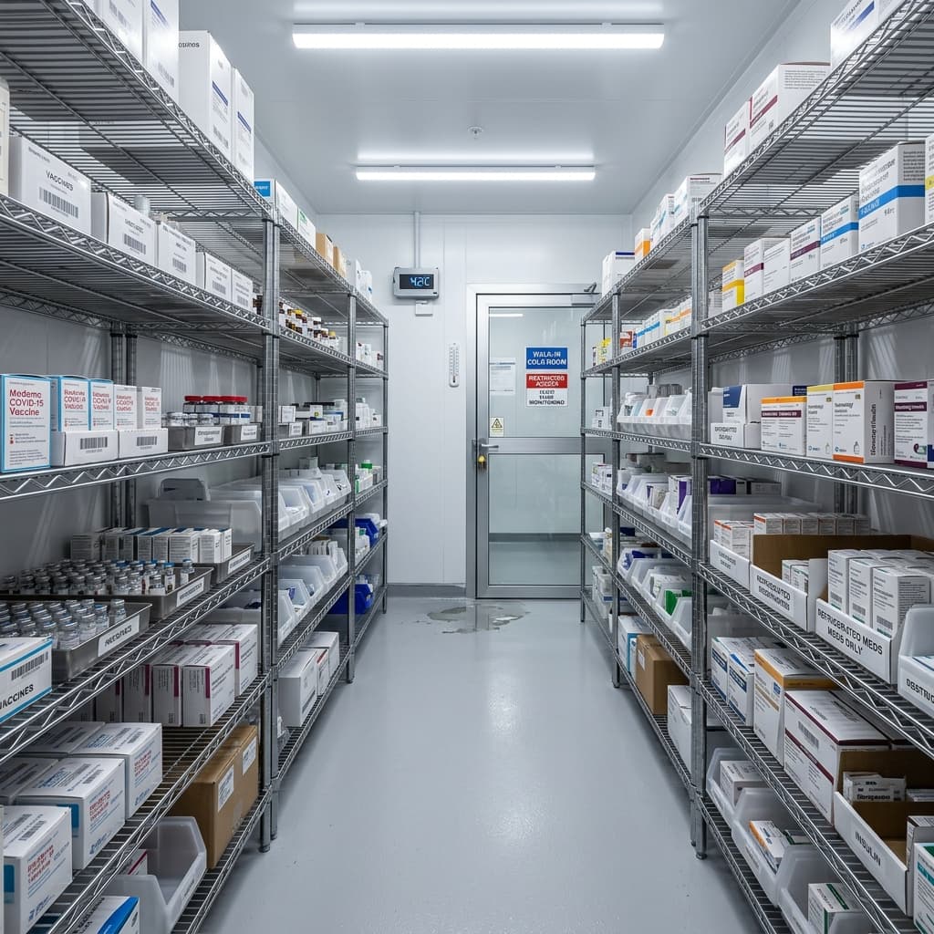 Salle d'entreposage de médicaments