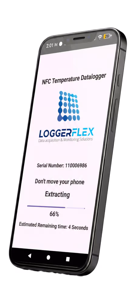 Phone scanning an NFC data logger