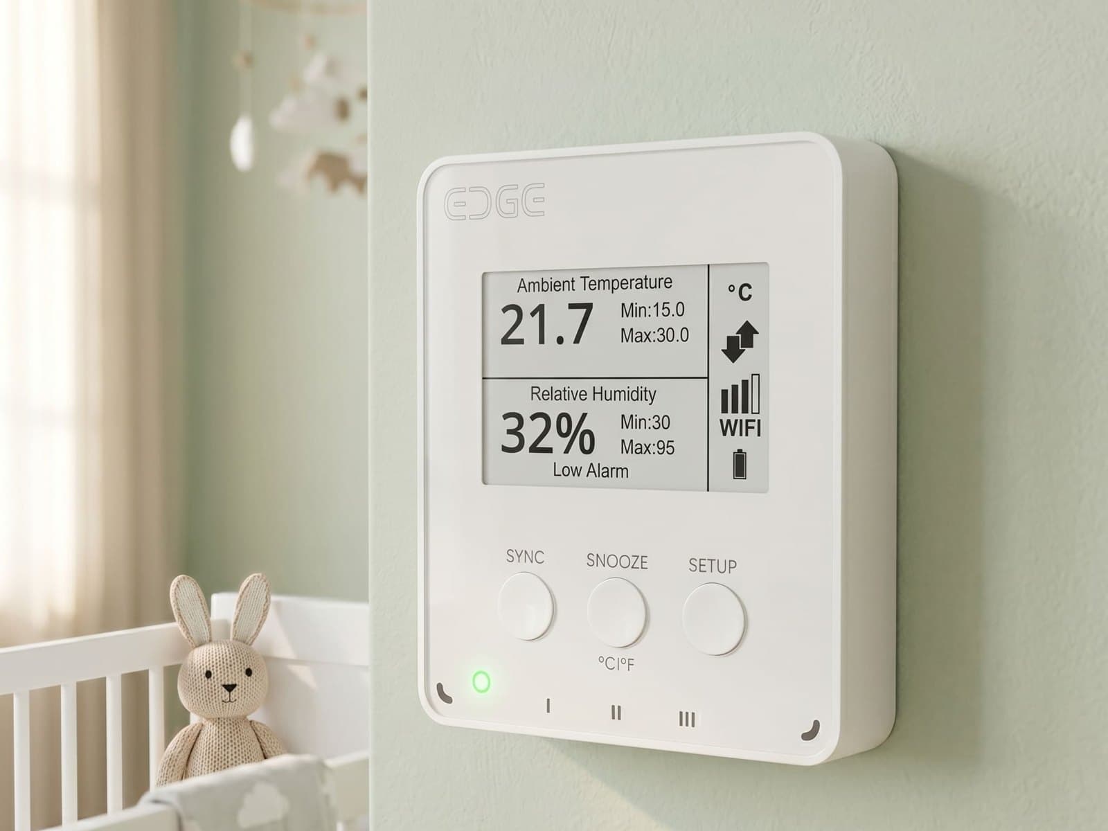 An EDGE monitor on a wall in a home