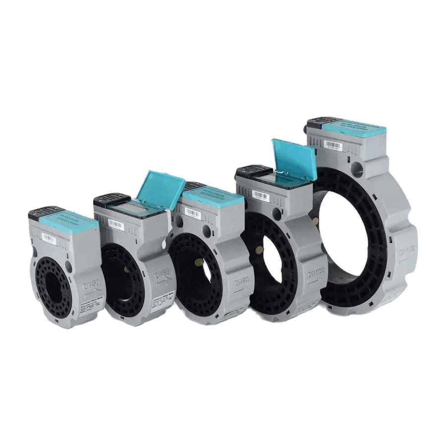 Ultrasonic water meters in ascending sizes, DN50 through DN150