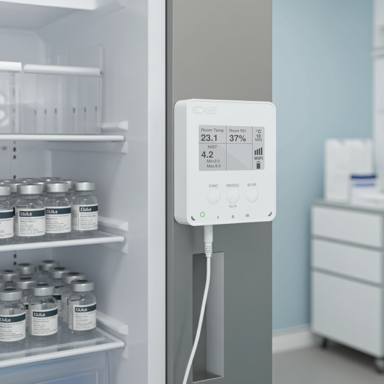 MaxLinc EDGE Pharma Cellular + WiFi Data Logger & Alarm w/ Two NIST Probes - Cold Chain & Pharma thumbnail 4