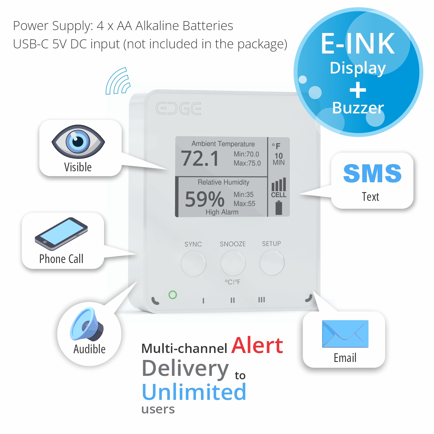 MaxLinc EDGE Air WiFi CO2, VOC, Temperature & Humidity Monitor - Indoor Air Quality Sensor thumbnail 2