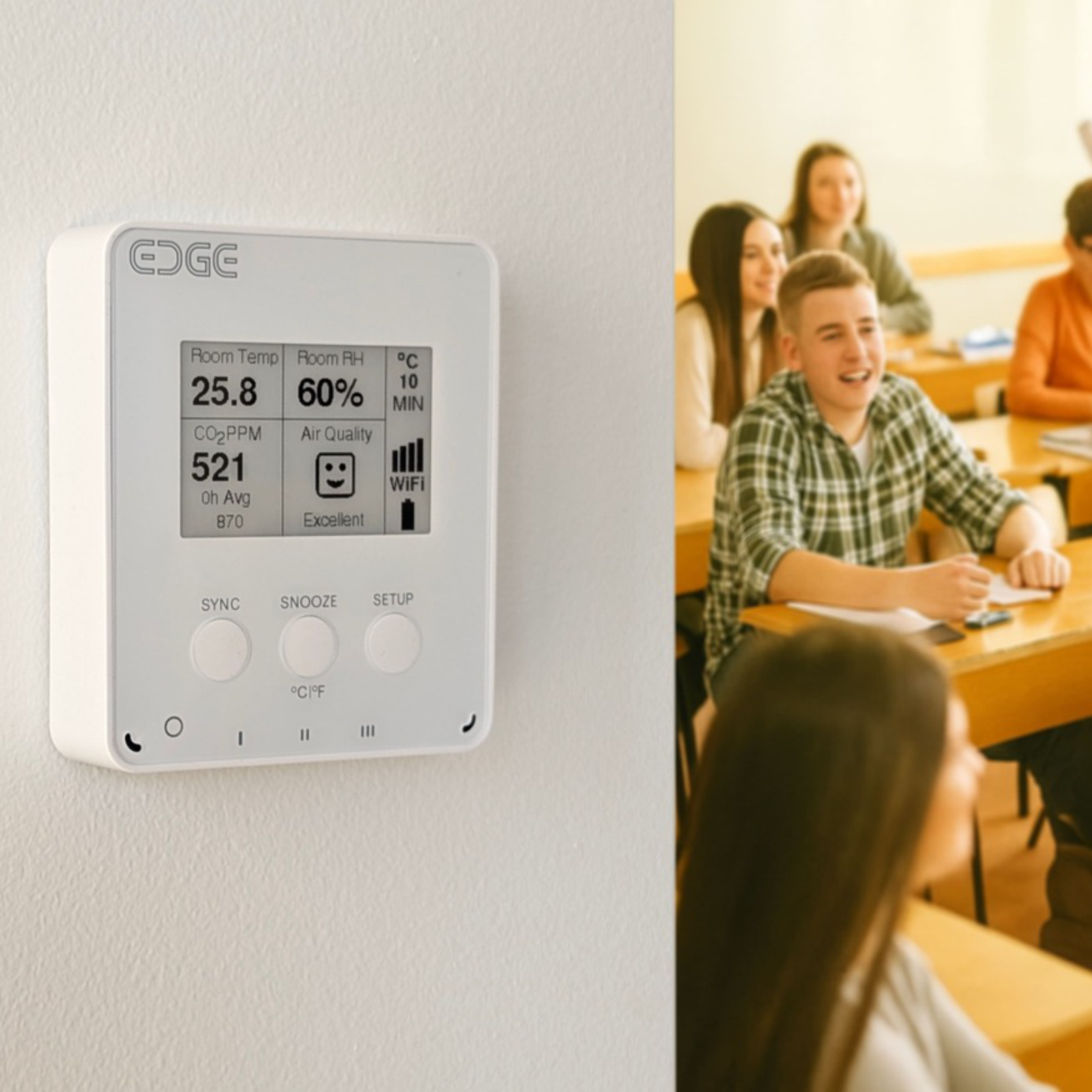 MaxLinc EDGE Air WiFi CO2, VOC, Temperature & Humidity Monitor - Indoor Air Quality Sensor thumbnail 4