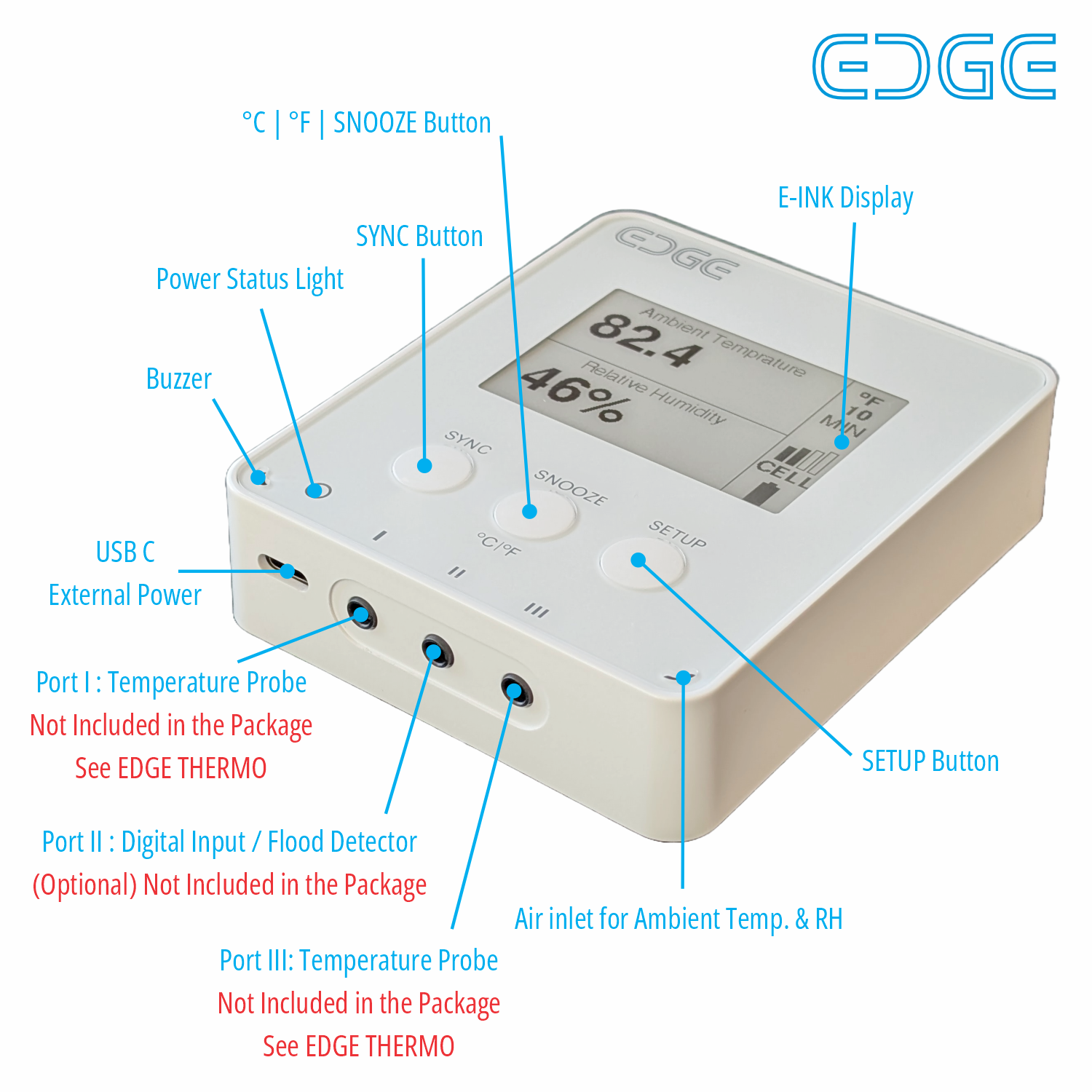 MaxLinc EDGE Air WiFi CO2, VOC, Temperature & Humidity Monitor - Indoor Air Quality Sensor thumbnail 6